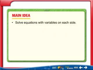 Solving Equations with Variables on Each Side - Example 1