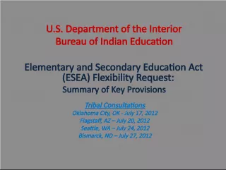 U.S. Department of the Interior's Bureau of Indian Education Requests Flexibility Under ESEA